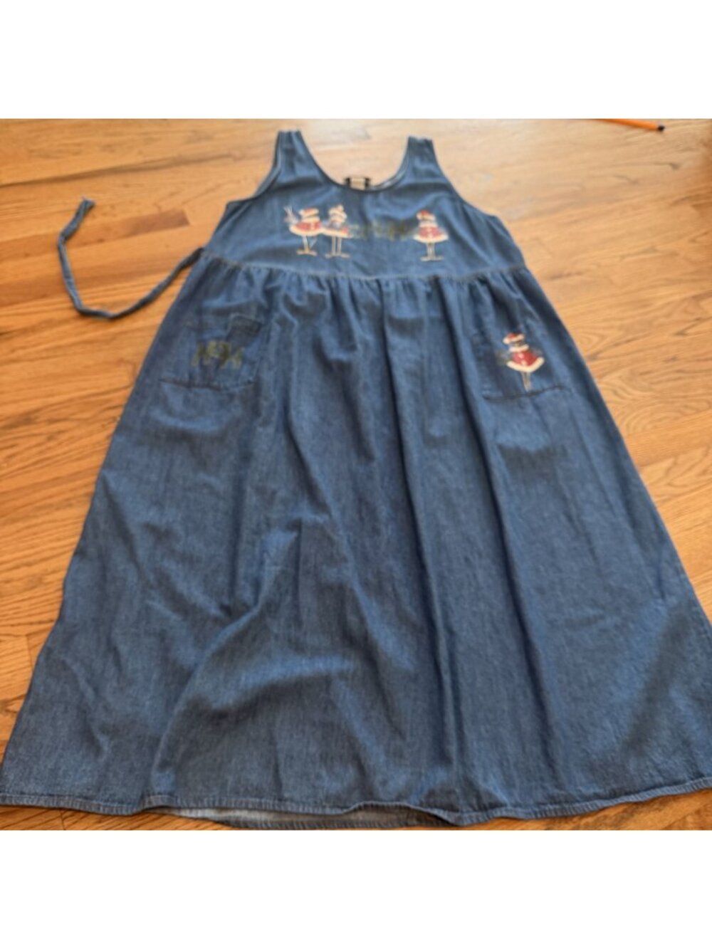 J.P. ANGELA DALLAS WOMENS CHRISTMAS DENIM ROMPER JUMPER DRESS X LARGE VINTAGE